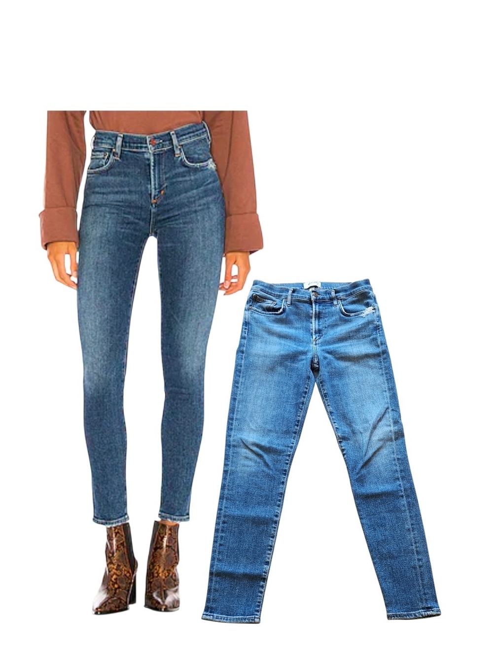AGOLDE Sophie Mid Rise Skinny Ankle Jeans Tame Wash Stretch Distressed Womens 28